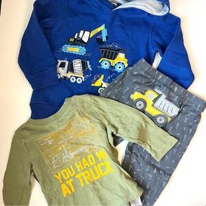 Toddler Boys Construction Truck Outfit Bundle